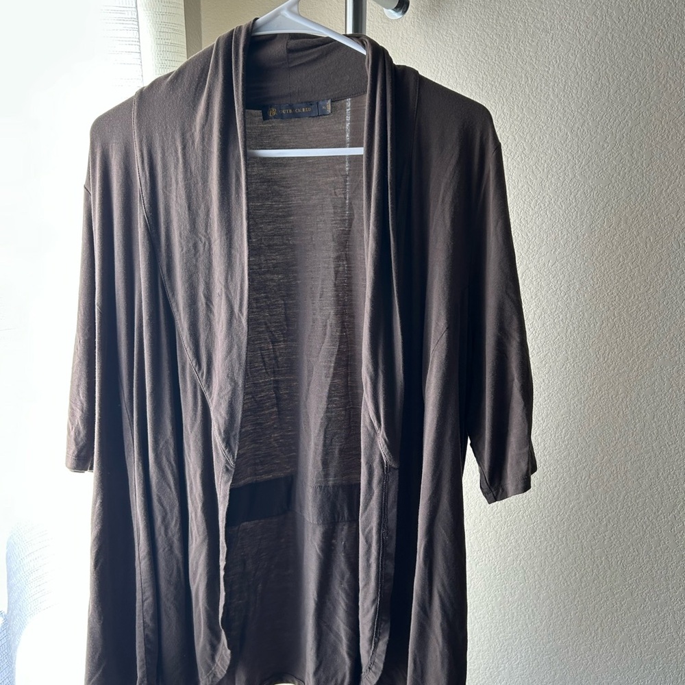 Brown Open Front Cardigan